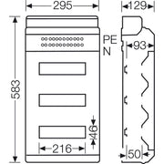 Hensel - Installationskleinverteiler KV 90-Automatengehäuse KV 9336 NT 36 TE, IP 65