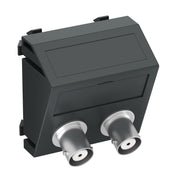 OBO Bettermann - Einsatz/Abdeckung für Kommunikationstechnik Multimediaträger Audio-BNC MTS-2BC F SWGR1 45x45mm sw-gr
