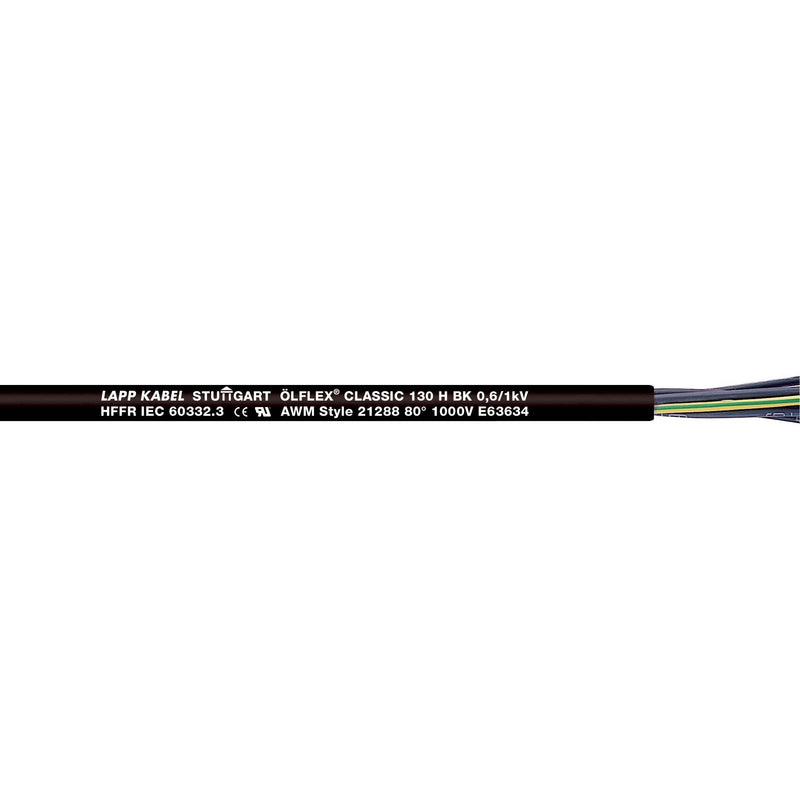Lapp Kabel&Leitung - Energiekabel >= 1 kV, für ortsveränderlichen Einsatz ÖLFLEX CLASSIC 130 H BK 1123423/500 0,6/1 kV 12G1,5 − 500 Meter