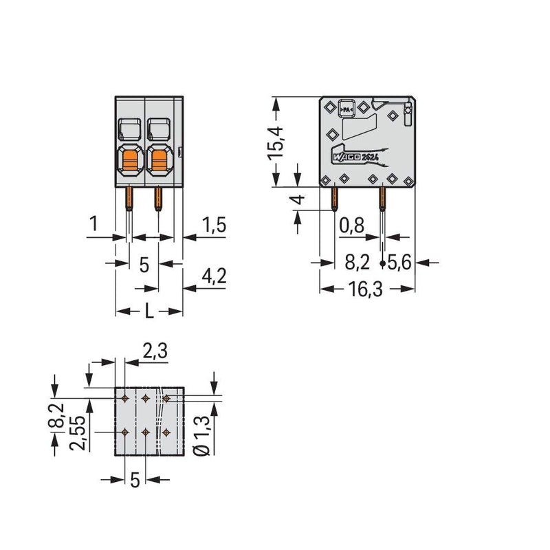 WAGO - Leiterplattenklemme 2624-1112 4mm² − 35 Stück