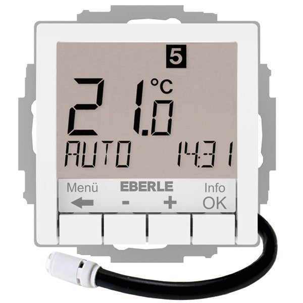 Eberle Controls - Raumthermostat/Uhrenthermostat UP-Uhrenthermostat UTE4800F-RAL9016-G55 Hinterleuchtung weiß