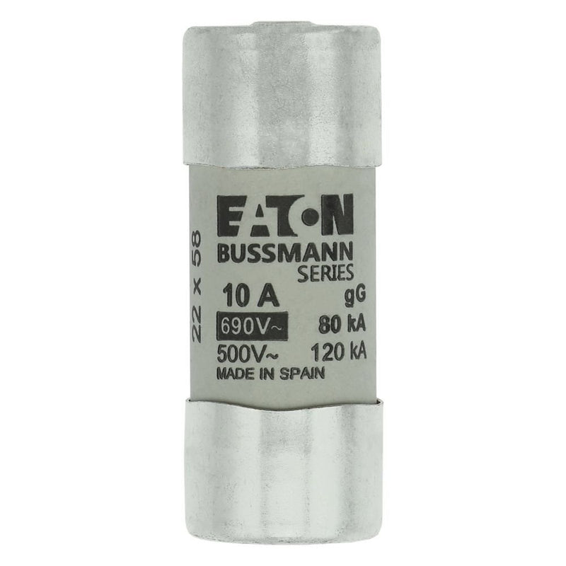 Eaton - Zylindrische Sicherung Sicherungseinsatz Nieders. CYL GG 22,#C22G10S 10A AC 690V 80kA − 10 Stück