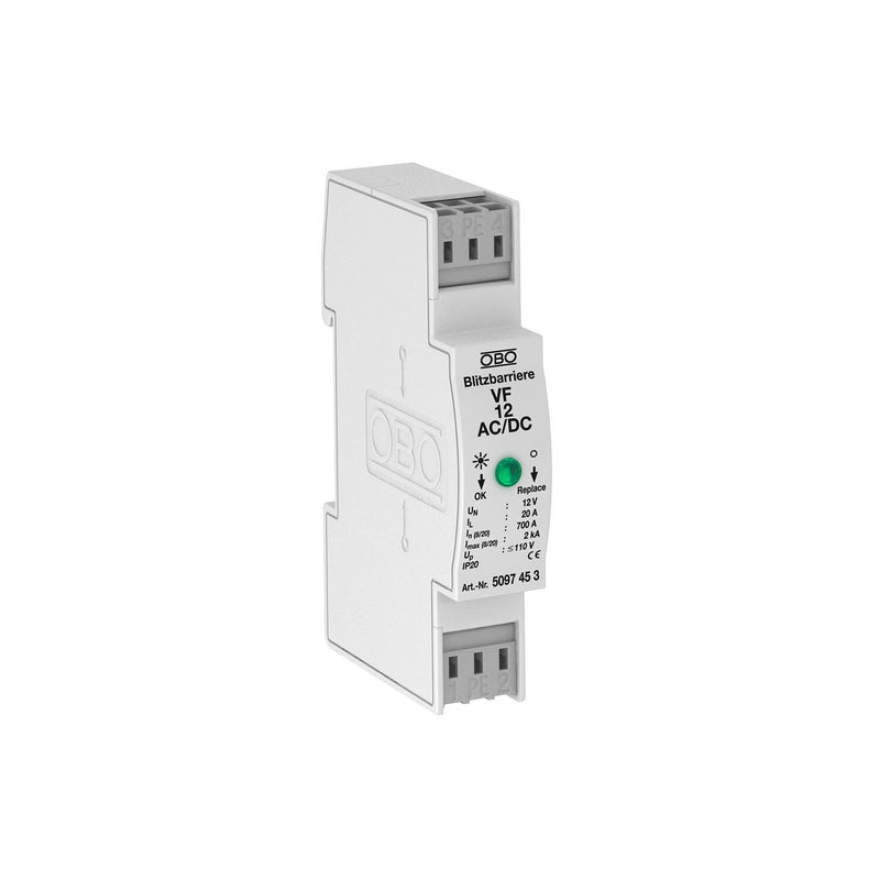OBO Bettermann - Geräteüberspannungsschutz für Energietechnik/Stromversorgung Blitzbarriere VF12-AC DC 12V AC