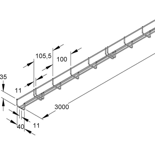 Niedax - Gitterrinne UF-Minigitterrinne GT 35.040 V 35x35mm − 3 Meter