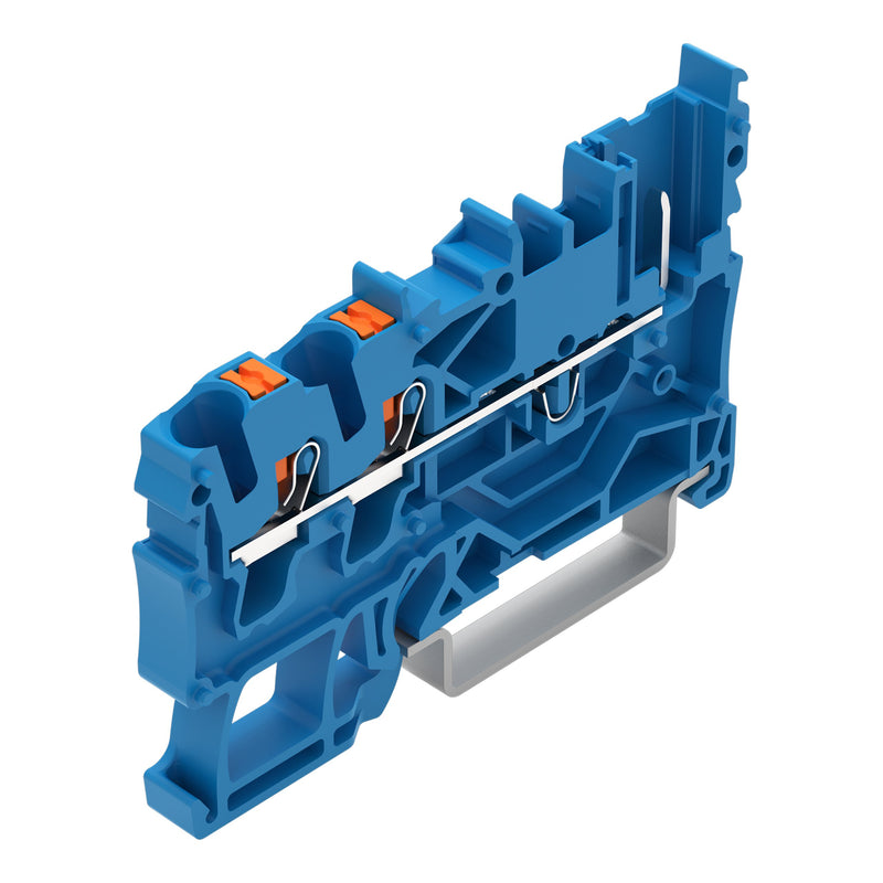WAGO - Durchgangs-Reihenklemme 2-Leiter/1-Pin-Basisklemme 2222-1304 Drücker,2,5 mm²,bl − 100 Stück