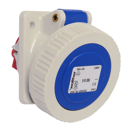 Walther Werke - CEE-Anbausteckdose (IEC 60309) Anbaudose schräg 569 63A 5P 400V 6h IP67