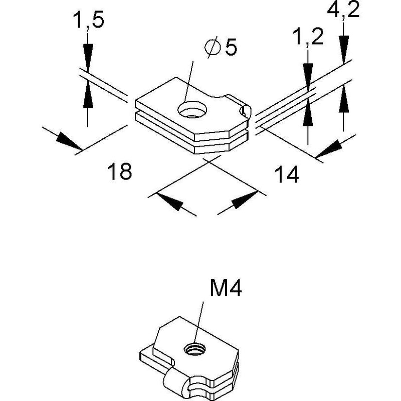 Niedax - Gleitmutter Gleitmuttern GNL 204 − 100 Stück