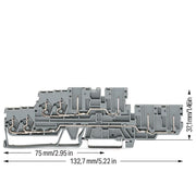 WAGO - Durchgangs-Reihenklemme 2Leiter/2PinDoppelstockkl. 870-131 2,5 mm²,grau − 40 Stück