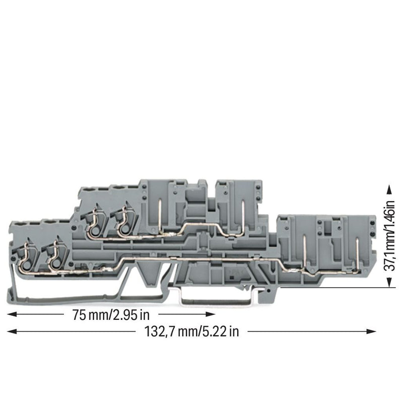 WAGO - Durchgangs-Reihenklemme 2Leiter/2PinDoppelstockkl. 870-131 2,5 mm²,grau − 40 Stück