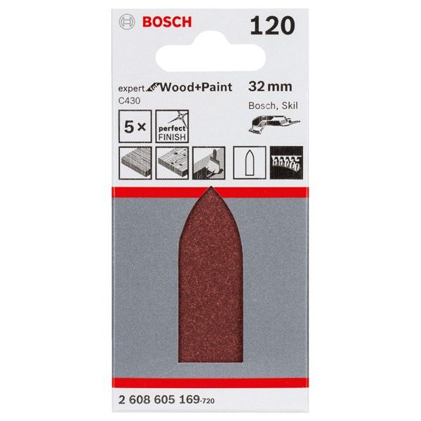 Bosch - Schleifpapier/Schleifvlies Schleifblatt C430, 32 mm, 2608605169 120 ungelocht