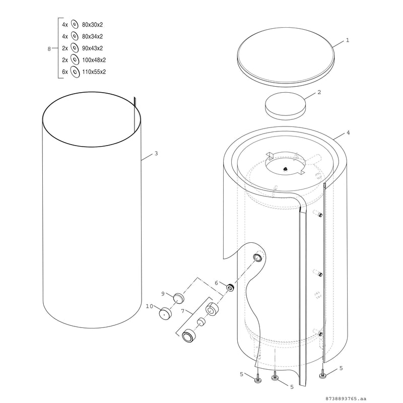 Bosch Thermotechnik - Speicher für Zentralheizung/Wärmepumpe Pufferspeicher BH500-6ERZ1B STORA 500L, silber