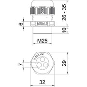 OBO Bettermann - Kabelverschraubung V-TEC VM25 3x7 M25, PA, lichtgrau