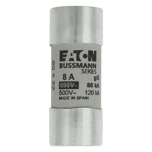 Eaton - Zylindrische Sicherung Sicherungseinsatz Nieders. CYLINDRICA#C22G8 8A AC 690V 80kA − 10 Stück