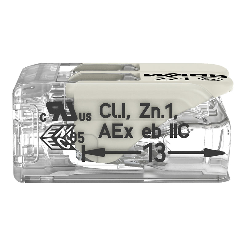 WAGO GmbH & Co. KG - Steckklemme COMPACT-Verbindungsklemme 221-682 Ex e,transparent − 50 Stück