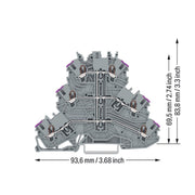 WAGO GmbH & Co. KG - Durchgangs-Reihenklemme Dreistockklemme 2000-3208 L,grau − 40 Stück