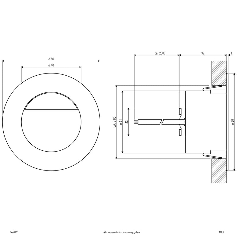 EVN Lichttechnik - Decken-/Wandleuchte P-LED Wandeinbauleuchte P440101 1,2W 350mA 6000K