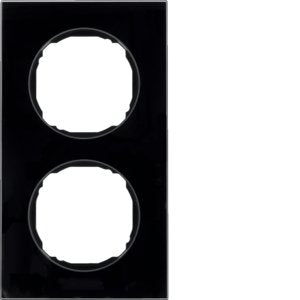 Berker - Abdeckrahmen Rahmen 2-fach 10122616 flach Glas schwarz