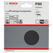 Bosch - Schleifpapier/Schleifvlies PRO F355 Schleifblatt, 125 2608606756 mm, 80, 10-tlg