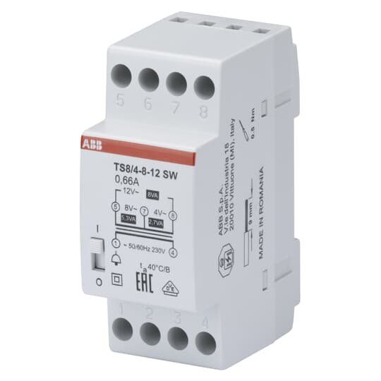 ABB Stotz S&J - Klingeltransformator TS 8/4-8-12SW 230V 8VA 4-8-12V S