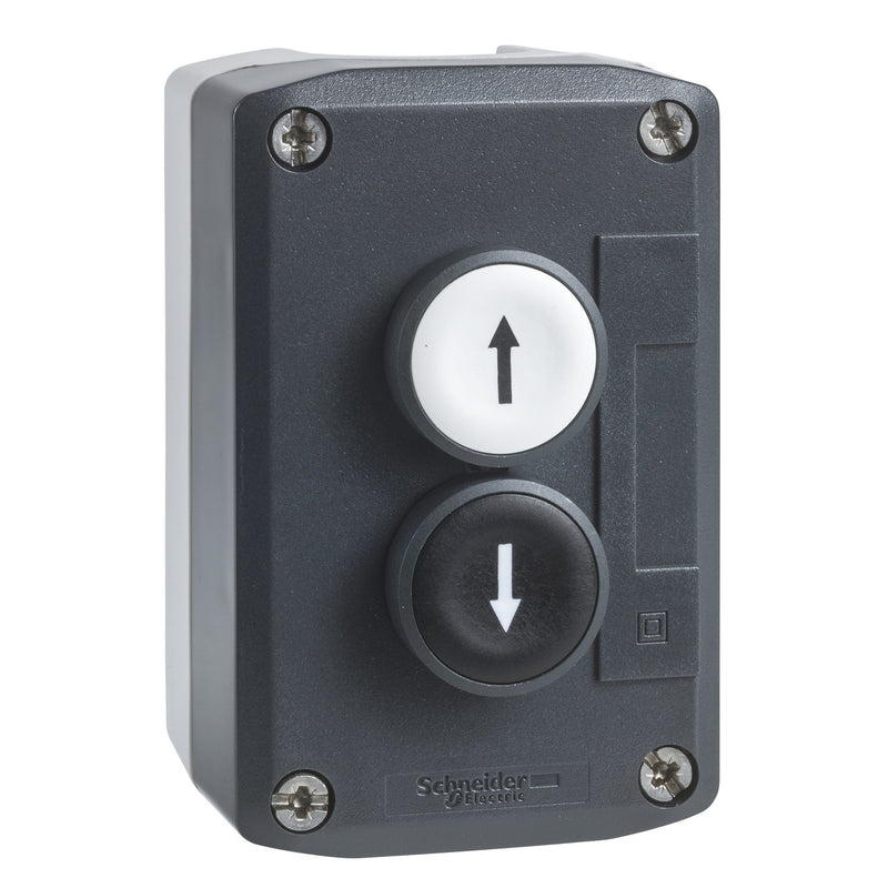 Schneider Electric - Befehls- und Meldegeräte-Kombination im Gehäuse Gehäuse m.2 Taster XALD222E 2S2Ö Pfeil (Auf/Ab)