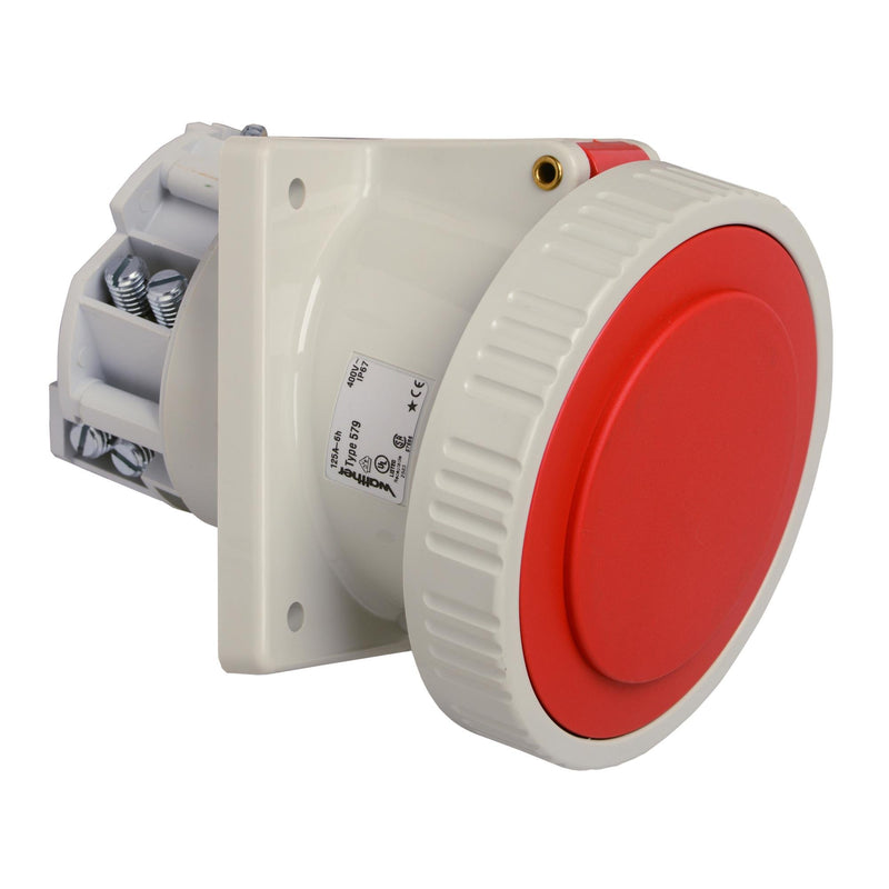 Walther Werke - CEE-Anbausteckdose (IEC 60309) Wasesrdichte Anbaudose 579406P schräg 125A 4P 6h − 2 Stück