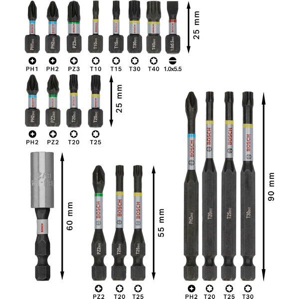Bosch - Bit-Set PRO Impact Schrauberbit 2608521U74VE(20) Set, 20-tlg. − 3 Packung
