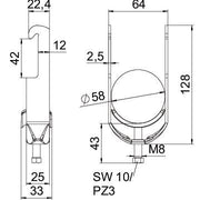 OBO Bettermann - Bügelschelle BS-W1-M-58 FT 52-58mm − 50 Stück