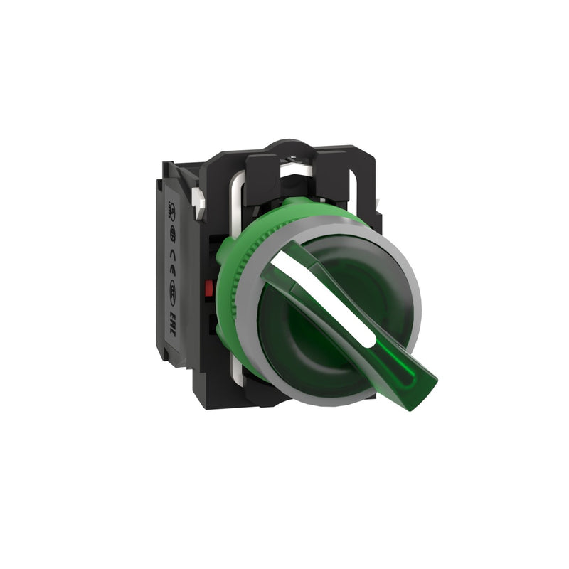 Schneider Electric - Wahlschalter, Komplettgerät Leuchtwahlschalter XB5AK123M5C0 gn,230V,1S+1Ö,in gr