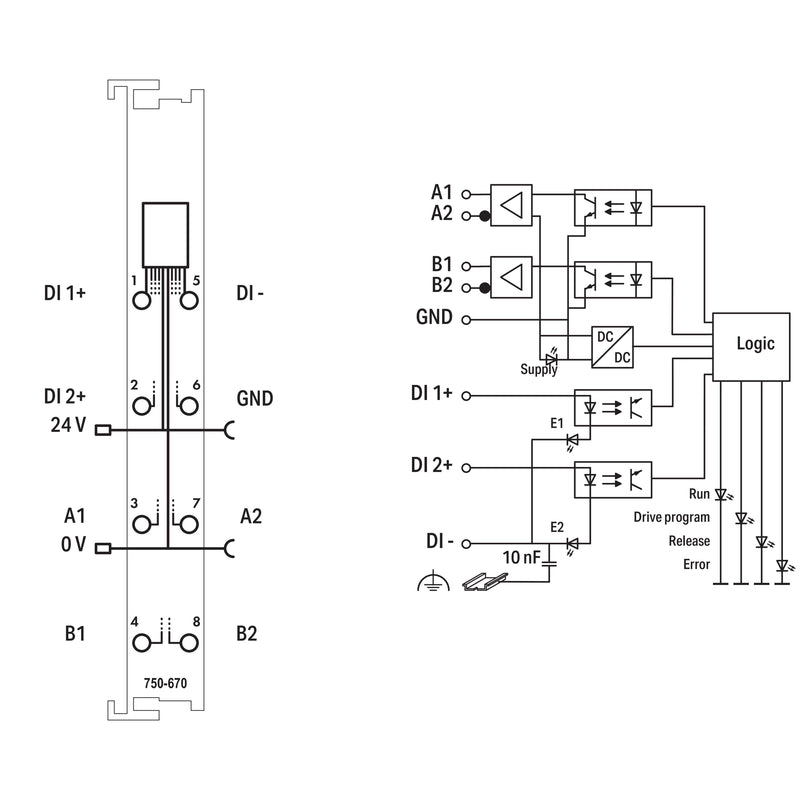 WAGO - Feldbus, Dez. Peripherie - Funktions-/Technologie-Modul Steppercontroller 750-670 RS 422