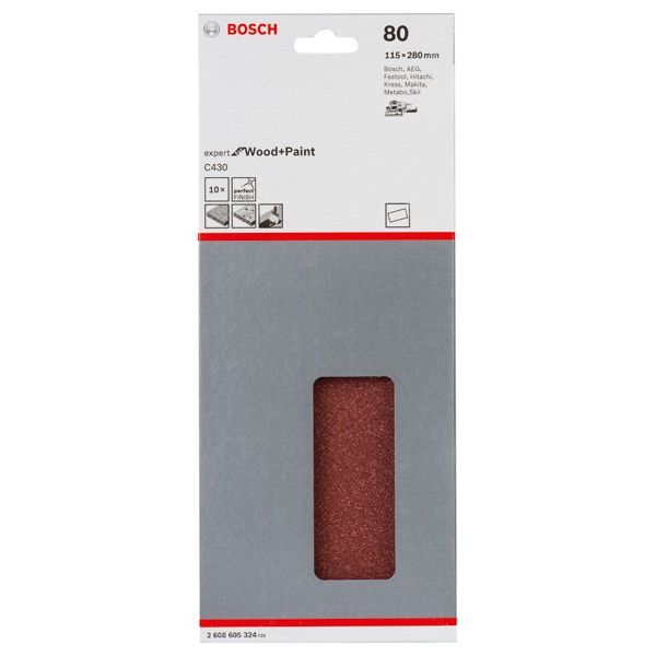 Bosch - Schleifpapier/Schleifvlies Schleifblatt C430, 115 x 2608605324 280 mm 80 ungelocht