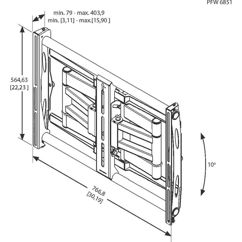 Vogels - Halterung für Audio-/Videosysteme Display Wandhalterung PFW6851 sw dreh-/neigbar,80kg