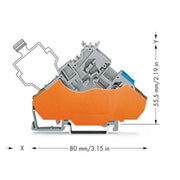 WAGO - Initiator/Aktor-Reihenklemme 2-Leiter-Aktorenklemme 280-565/280-321 2,5mm²,grau − 50 Stück