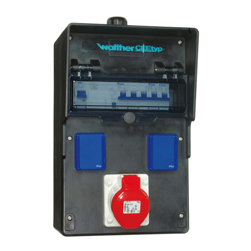 Walther Werke - CEE-Steckdosen-Kombination (IEC 60309) Wandverteiler 6450102 vollgummi, sw