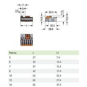 WAGO - Kabelsteckverbinder für Leiterplattensteckverbinder 1-Leiter-Federleiste 2231-1106/328-000 Push-in CAGECLAMP,gr − 50 Stück