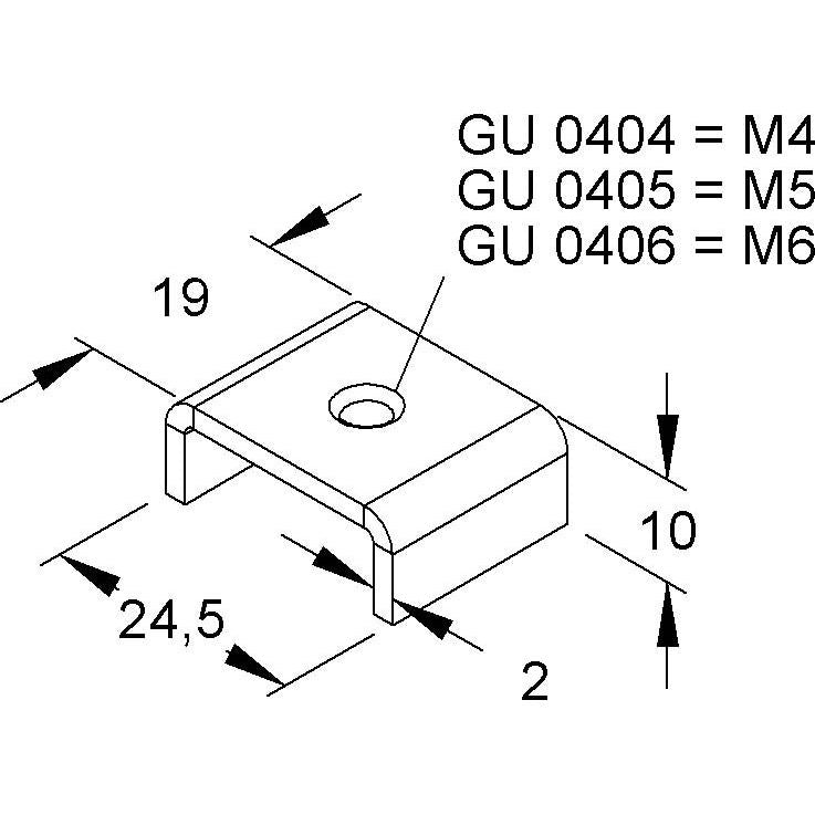 Niedax - Gleitmutter Gleitmuttern GU 0405 − 50 Stück