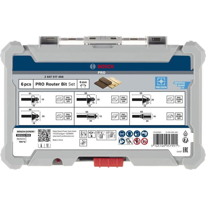 Bosch Power Tools - Werkzeugset PRO Kantenfräser-Set, 2607017468 6 mm, 6-tlg  − 1 Stück
