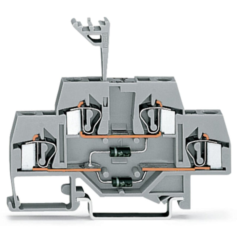 WAGO - Bauelement-Reihenklemme Doppelstockklemme 281-635/281-492 m. 2 Dioden 1N 4007 − 50 Stück