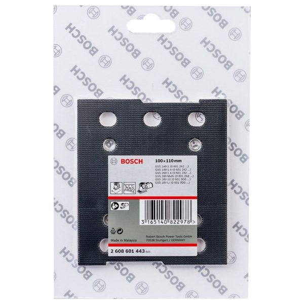 Bosch - Systemzubehör für Schleifen/Polieren (Akku/elektrisch/Druckluft) Schleifplatte, 110 x 100 2608601443 mm, mit Kletthaftung