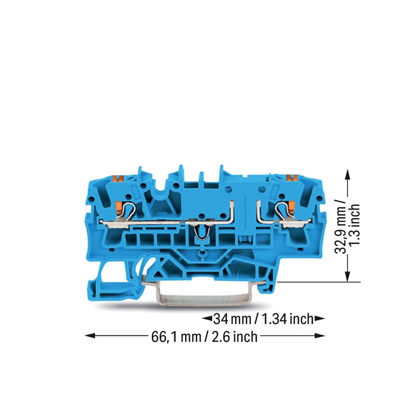 WAGO - Durchgangs-Reihenklemme 2-Leiter-Durchgangsklemme 2202-1604 2,5mm²,blau − 50 Stück