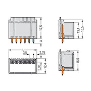 WAGO - Leiterplattensteckverbinder THT-Stiftleiste Lötstift 2091-1407 1,0mm,gerade,lgr − 100 Stück