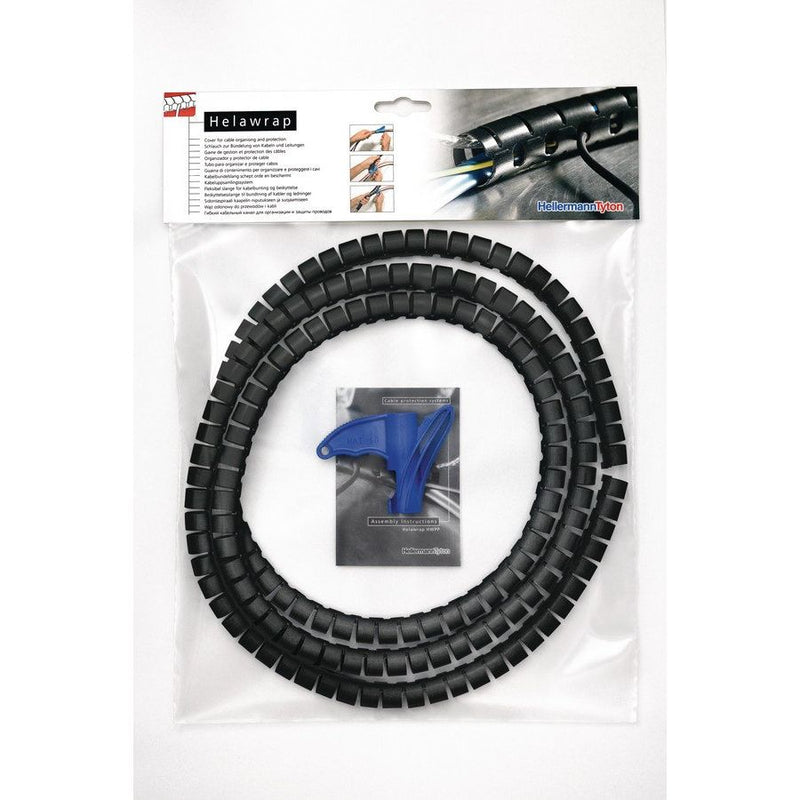 HellermannTyton - Kabelbündelungsschlauch Spiralschlauch +Werkzeug HWPP25L2 BK+WZ(VE2m) schwarz