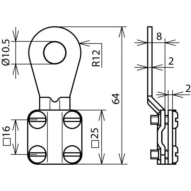 DEHN - Zubehör/Ersatzteile für Erdung und Blitzschutz Erdungskabelschuh EKSG10AQ616CUGALZN 6-16 (D) geschl. M10