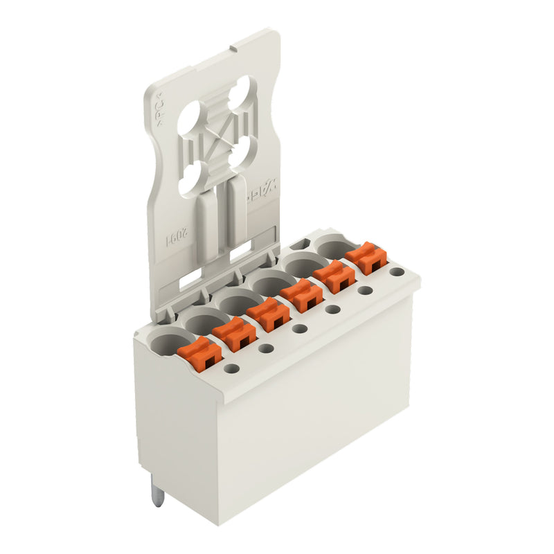 WAGO - Leiterplattensteckverbinder 1-Leiter-THT-Federleiste 2091-1156 CAGE CLAMP,lichtgrau − 50 Stück
