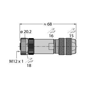 Turck - Rundsteckverbinder, feldkonfektionierbar (Industriesteckverbinder) Steckverbinder FWM12KU5WGZFMESH9 konfektionierbar