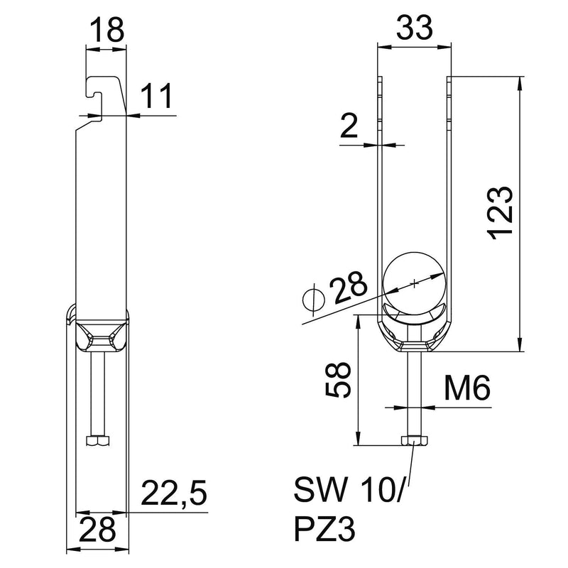 OBO Bettermann - Bügelschelle BS-U3-M-28 FT 3-fach − 50 Stück