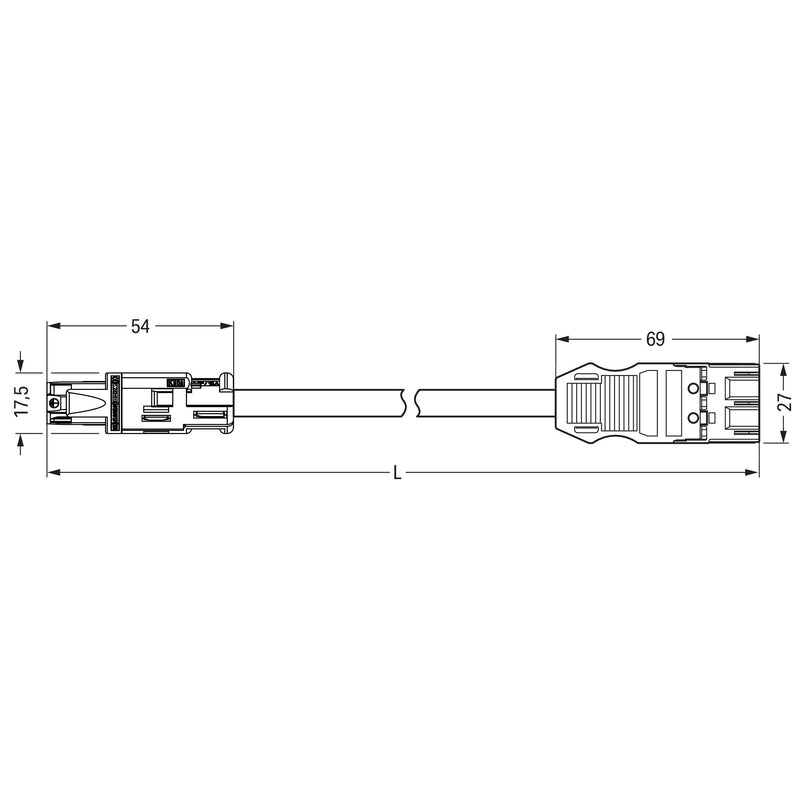 WAGO - Konfektionierte Leitung für steckbare Gebäudeinstallation konfekt. Übergangsleitung 774-9293/1517-801 B2ca,Buchse/Stecker