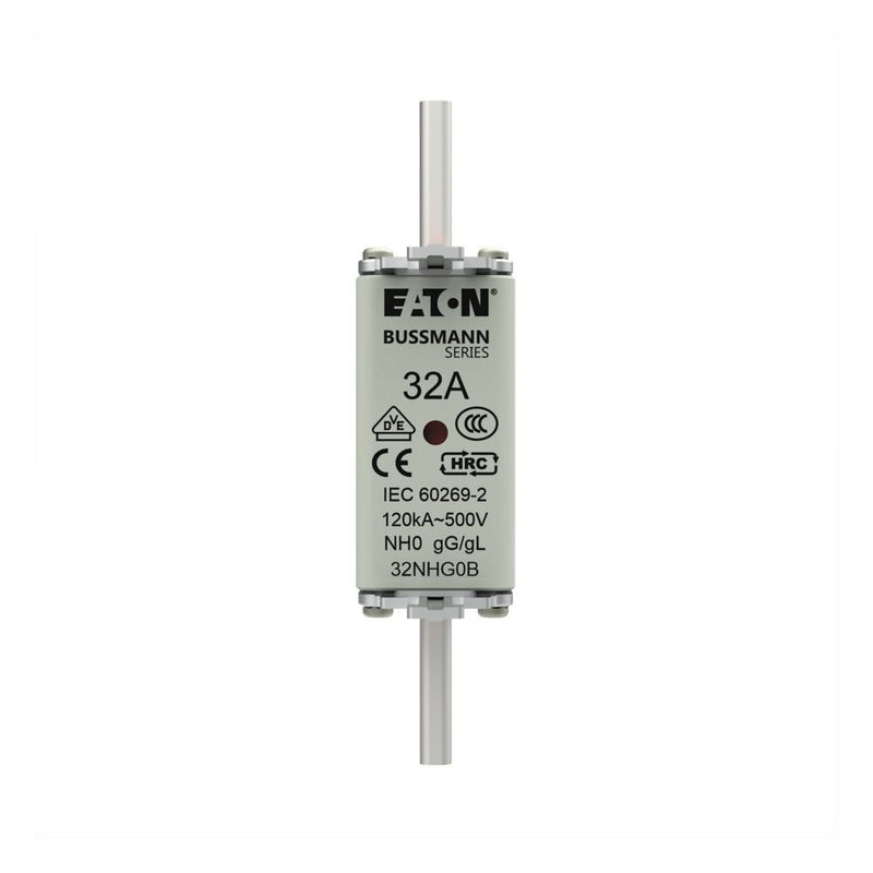 Eaton - Messersicherung Sicherungseinsatz Nieders. NH FUSE 32#32NHG0B 32A AC 500V 120kA − 3 Stück
