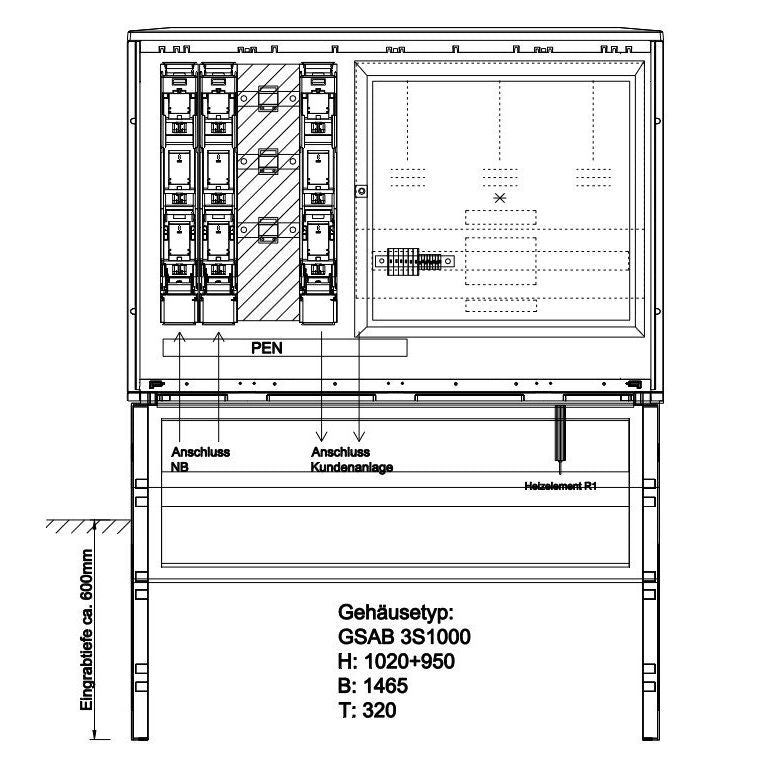 GSAB Elektrotechnik - Zähler-Komplettschrank Wandlermessung 15.W630.001 630A m.Sockel