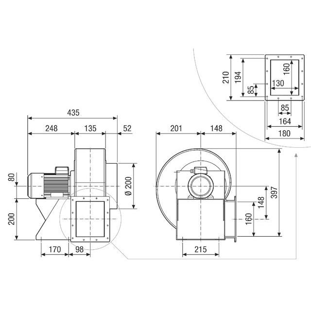Maico - Ventilator für Rohreinbau Radialgebläse GRK 16/4 E 1-Phasenmotor, 4P