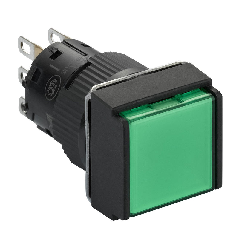 Schneider Electric - Drucktaster, Komplettgerät Grüner Leuchtdrucktaster XB6ECW3B1P 16, flach, o. Rast. − 5 Stück